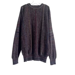 WICKBURY Vintage Wool Blend Brown Striped Crew Neck Sweater  Size M Medium